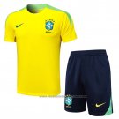 Tracksuit Brazil Short Sleeve 2024-2025 Yellow - Shorts