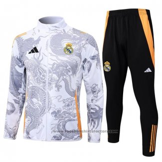 Jacket Tracksuit Real Madrid Dragon Shirt Kids 2024-2025 White