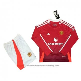 Manchester United Home Shirt Long Sleeve Kids 2024-2025