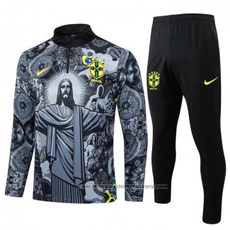 Sweatshirt Tracksuit Brazil Jesus Kids 2024-2025 Black