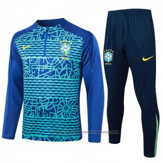 Sweatshirt Tracksuit Brazil 2024-2025 Blue and Green