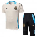Tracksuit Argentina Short Sleeve 2024-2025 Yellow - Shorts