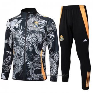 Jacket Tracksuit Real Madrid Dragon Shirt Kids 2024-2025 Black